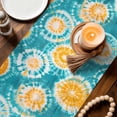thumbnail image 5 of Tie-Dye Art Table Runner, Teal Yellow Watercolor Ethnic Style Abstract Art Dyeing Cotton Linen Kitchen Table Decoration Washable Dining Tabletop Runners for Home Party Decor 13x60 Inches, 5 of 9