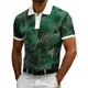thumbnail image 2 of Ceisia Men's Slim Fit Short Sleeve Gold Thread Wave Print Turndown Collar Shirt with Contrast Trim Green XXXL Gifts, 2 of 5
