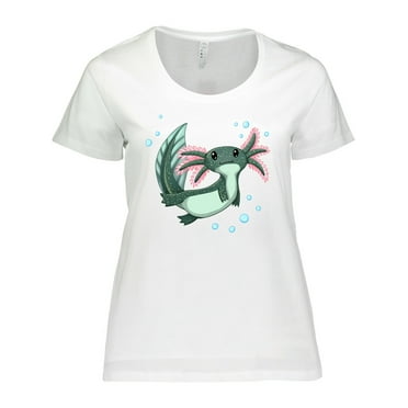 Inktastic Cute Axolotl Swimming with Bubbles Women's Plus Size T-Shirt