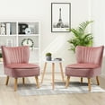 thumbnail image 2 of Costway 3pcs Accent Chairs and Side Table set 2pcs Velvet Sofa Round Sofa Table, 2 of 10