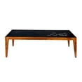 thumbnail image 4 of Alba 47 Inch Rectangular Metal Top Coffee Table with Laser Cut Design, Black and Brown, 4 of 5
