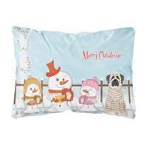 Carolines Treasures BB2347PW1216 Merry Christmas Carolers Mastiff Brindle White Canvas Fabric Decorative Pillow, 12H