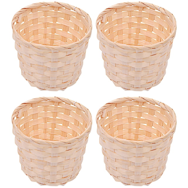 Cesta de almacenamiento tejida de bambú de 4 piezas, cesta decorativa para flores, organizador de artículos diversos