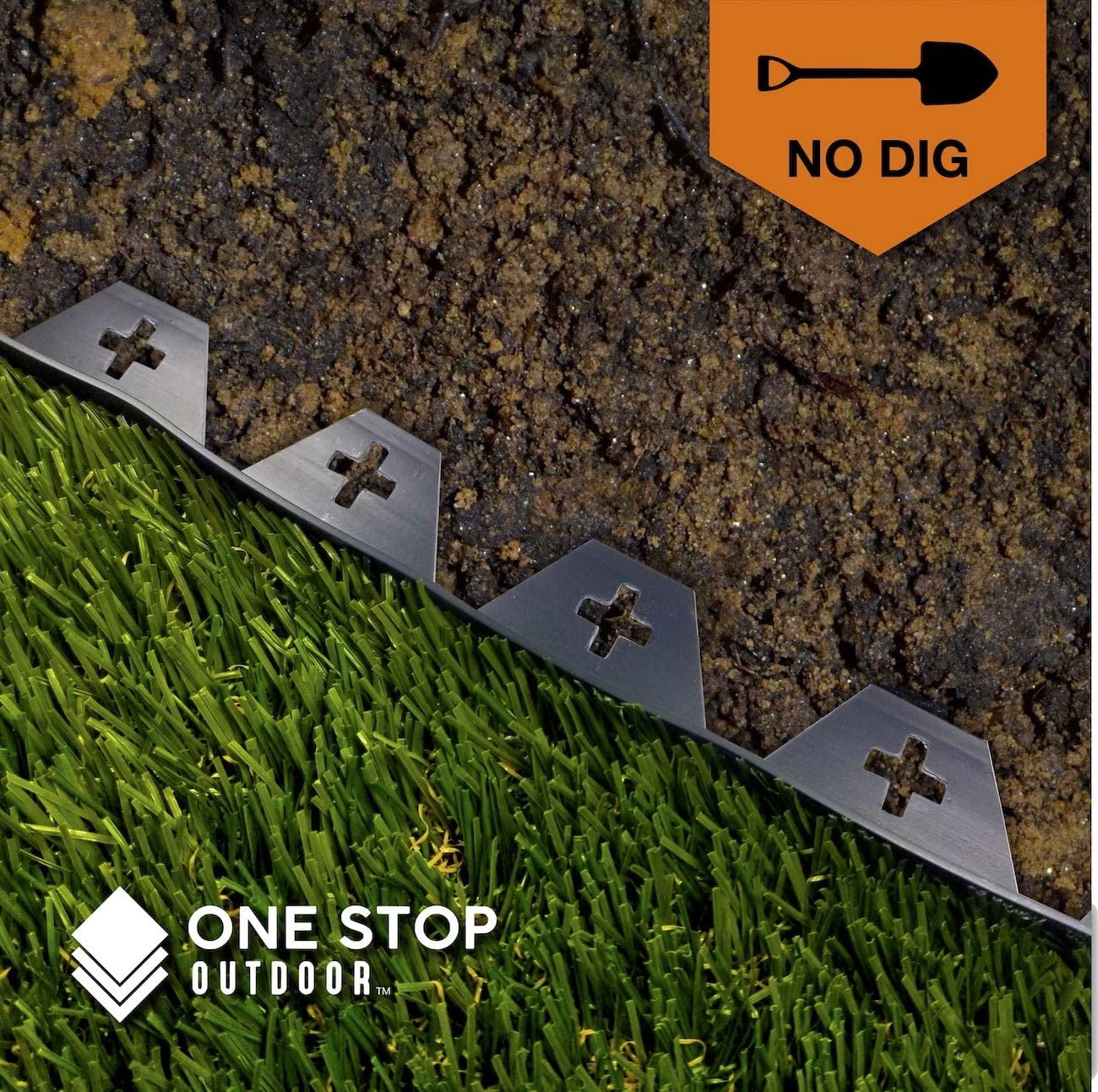 One Stop Outdoor Instant Edging - 30ft No Dig Edging Kit, for Landscaping, and Flower Gardens - Includes 30 Edging Stakes (30ft' Edging Kit)