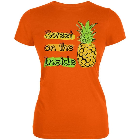Summer Sun - Be a Pineapple - Sweet on the Inside Juniors Soft T Shirt Orange SM