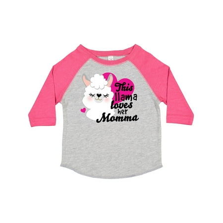 

Inktastic Valentines Day This Llama Loves Her Momma Gift Toddler Toddler Girl T-Shirt