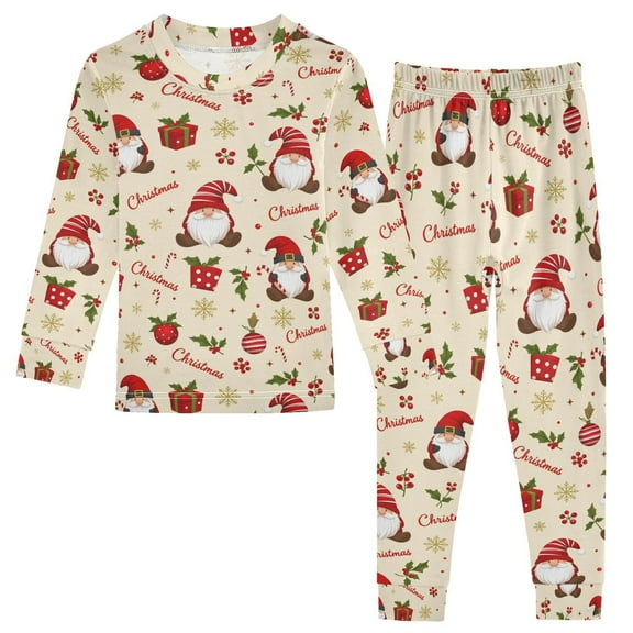 joogoo Christmas Gnome Snowflake 2 Piece Long Sleeve Tee and Pants Cotton Pajama Set 5Y