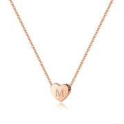 TINGN Tiny Heart Initial Necklace White Gold Plated 925 Sterling Silver Tiny Heart Necklace