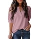 thumbnail image 1 of Mujeres de Manga Corta Tops Cuello en V de la Manga de la Moda Hueca Delgada Casual Top Color Sólido para Primavera Verano, 1 of 3