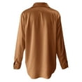 thumbnail image 4 of Women Satin Long Sleeve Shirt, Imitation Silk V Neck Blouse, Casual Daily Loose Fit Button Down Tops, 4 of 4