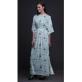thumbnail image 2 of Bimba Rayon Flower & American Goldfinch Bird Smocked Waist Printed Gown Maxi Side Slit LadiesDress-Large, 2 of 6