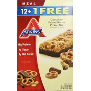 Atkins Chocolate Peanut Butter Pretzel Bar, Pack of 13, 1.7 ounce bars