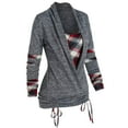 thumbnail image 3 of STARVNC Women Plaid Long Sleeve Front Cross Drawstring Two In One Top, 3 of 6