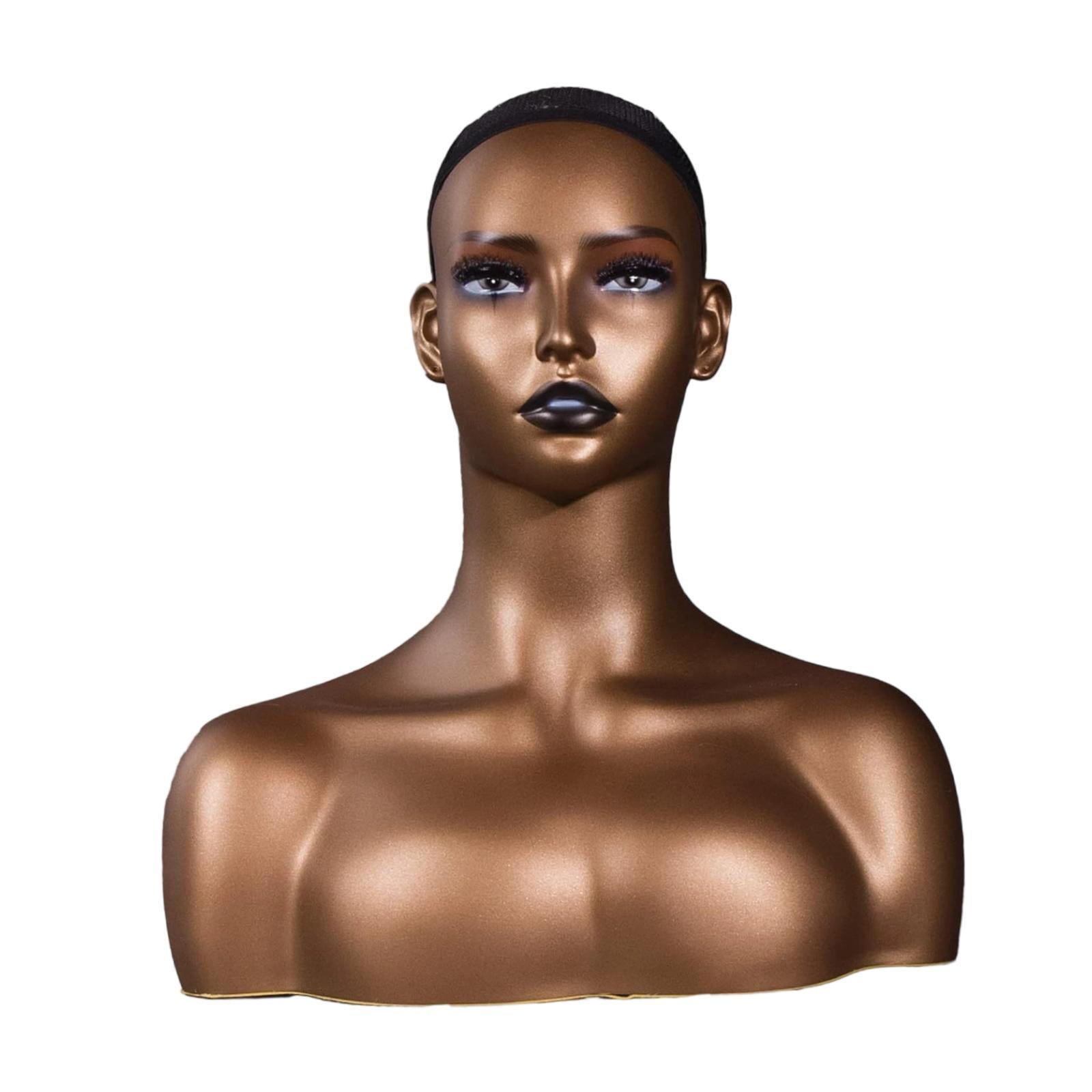 Serenable Realistic Female Mannequin Head Holder Professional Earring Necklace Holder Stand Manikin with Shoulder for Earrings Hats