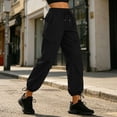 thumbnail image 4 of GUACER Women's Cargo Joggers Elastic Waist Drawstring Utility Pants with Pockets Trousers, 4 of 6
