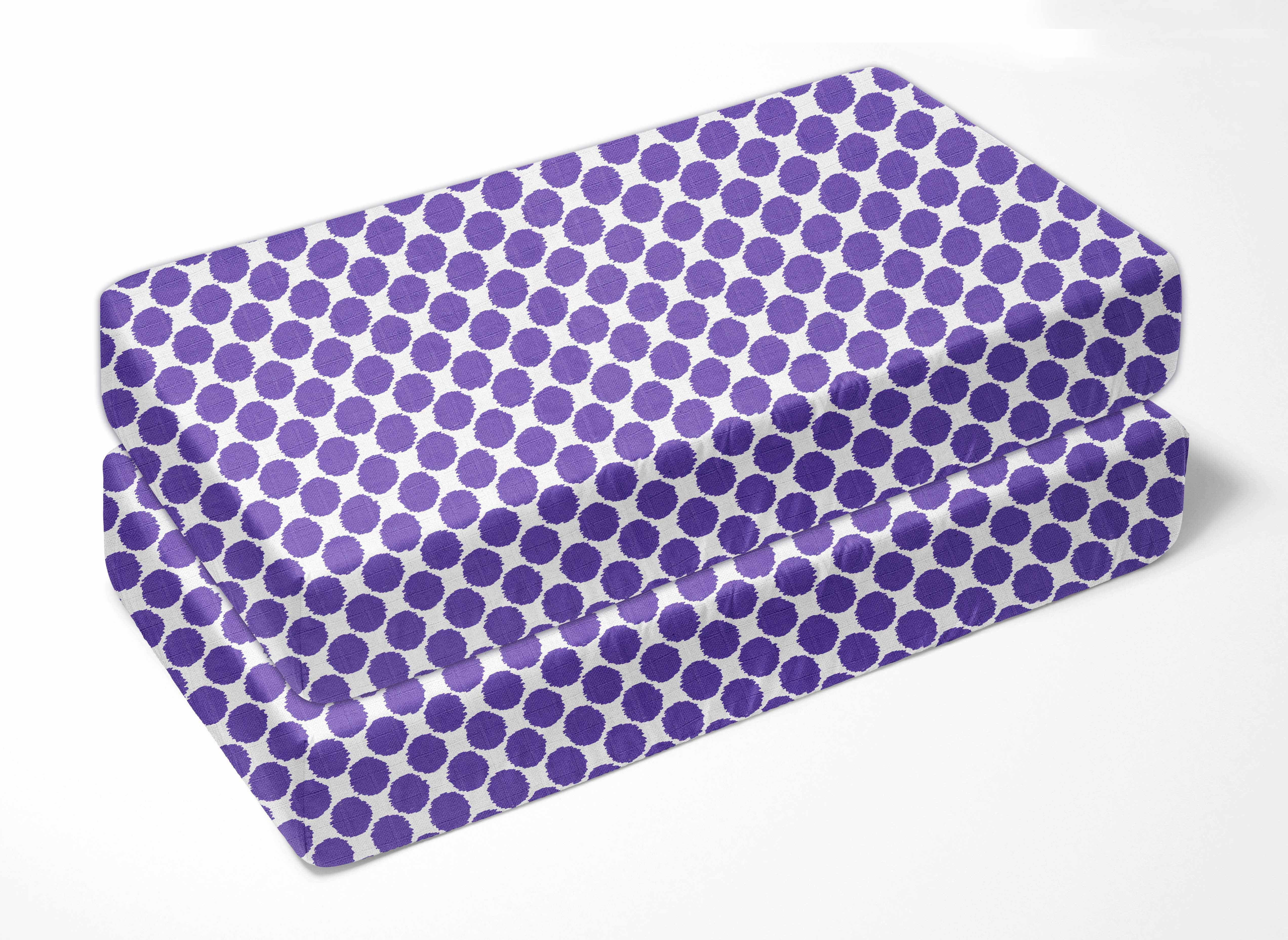 Bacati - Ikat Dots Crib/Toddler Bed Fitted Sheets 100% Cotton Muslin 2 Pack, Available in Multiple Colors