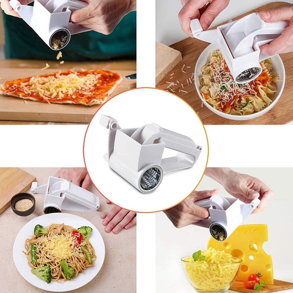 Multipurpose Classic Rotary Cheese Grater with 304 Stainless Steel Drums, Handheld  Cheese Grinder for Parmesan, Cheddar, Nuts, Chocolate,Vegetable, Ergonomic  Design 