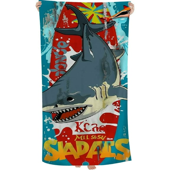 PHYHOO Beach Towels for Kids Girls with Name, Thin Colorful Beach Towel, Microfiber Quick Dry Sand Free Customized Shark Monogrammed Beach Towels for Beach Pool Travel Camping 30x60in