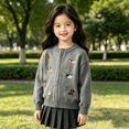 thumbnail image 4 of YunPes Girls Knit Cardigan Cartoon Dog Embroidery Full Zip Sweaters Jacket Kids Soft Cute Knitwear Tops Fall Winter Outerwear, 4 of 5