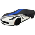 thumbnail image 2 of C7 Corvette Ultraguard Plus Car Cover - Indoor/Outdoor Protection Water Resistant 300 Denier : C7 Stingray, Z51, Z06 - Custom FIT for 2014-2019 Corvettes Black with Blue Stripes, 2 of 7