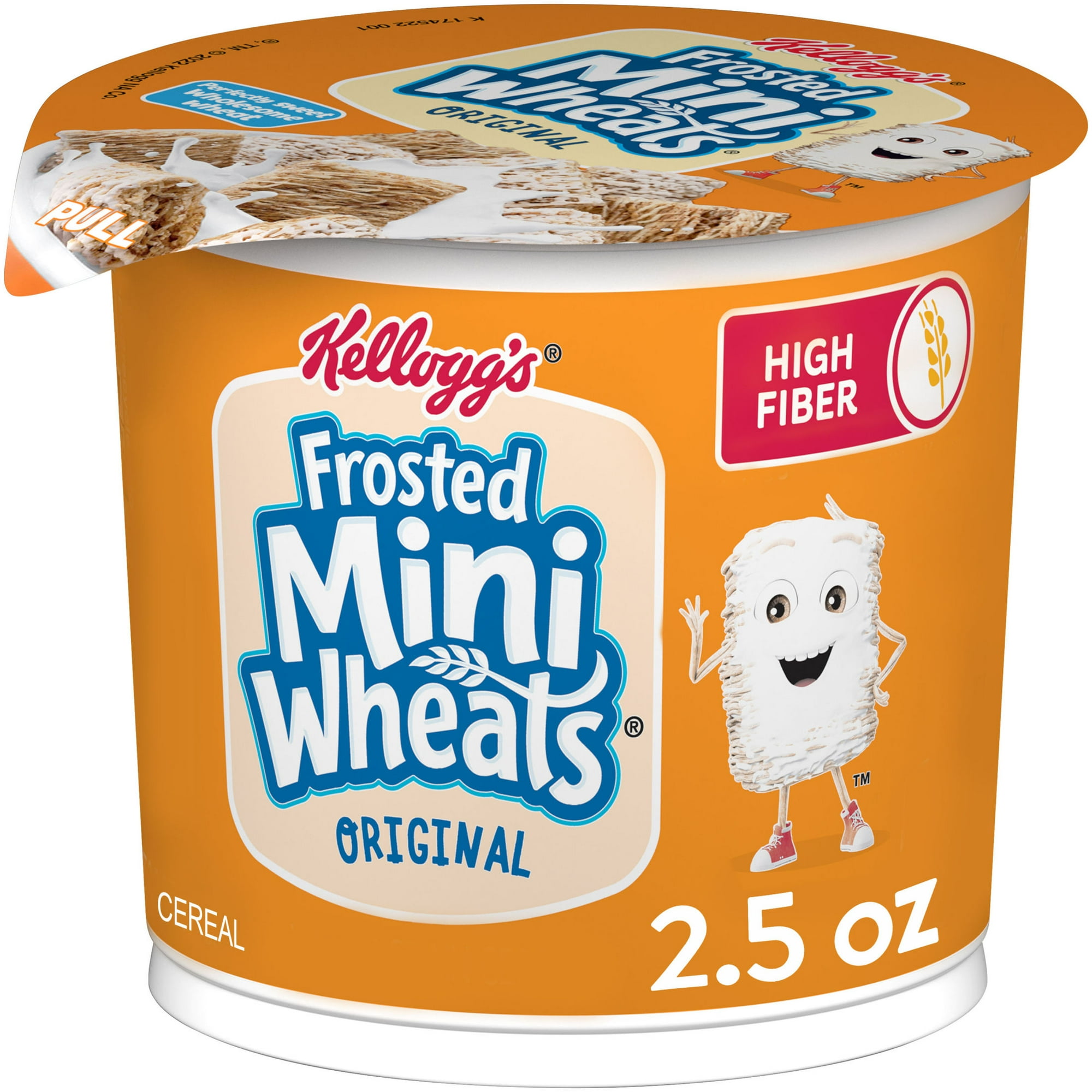 Kellogg's Frosted Mini-Wheats Original Breakfast Cereal, High-Fiber Cup, 2.5 oz