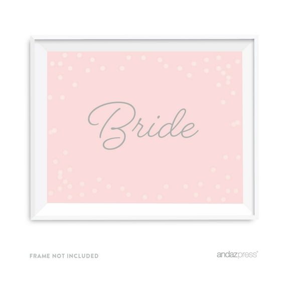 Bride Blush Pink and Gray Pop Fizz Clink Wedding Party Signs