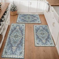 Farmhouse Kitchen Rugs Set 3 Piece, Boho Kitchen Mats for Floor, Non-Slip Kitchen Rug Waterproof Mats for Kitchen, Runner Rugs for Hallway Laundry Holiday Sink Decor