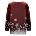 thumbnail image 4 of Cardigans for Women Color Block Snowflake Printed Casual Jacket Button Down Crew Neck Long Sleeve Fall Winter Loose Fit Womens Sweaters YD Wine L, 4 of 5