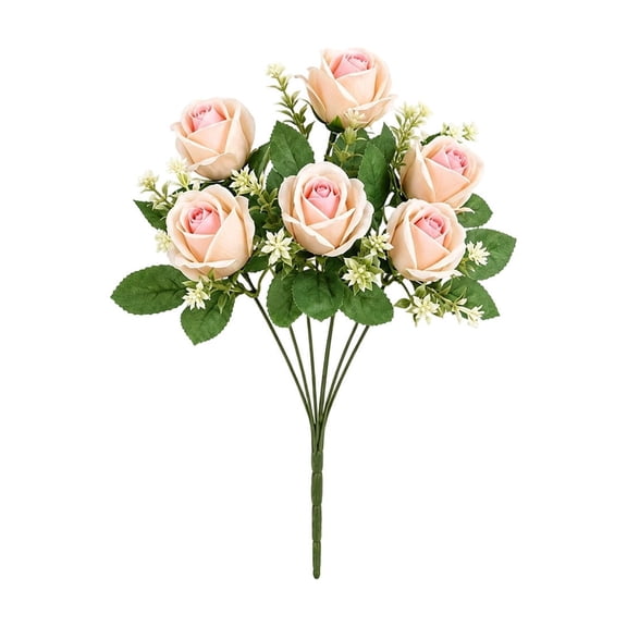 WWG Artificial Rose Bouquet, Lifelike Plastic Flowers with Flexible, 13 Inch Main Flower, Adjustable Length, Waterproof, for Wedding Centerpieces, Fall Decor, Home Decor, Includes 1 Bouquet
