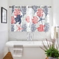 thumbnail image 3 of Blue Red Coastal Kitchen Curtains Short 45 Inch Length, Sea Turtle Nautical Coral Summer Beach Grommet Top Bedroom Living Room Curtains, Light Filtering Cafe Curtain Drapes 2 Panels Set 84''x45'', 3 of 9