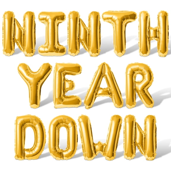Letter Balloons - NINTH YEAR DOWN 16" Inch Alphabet Letters Foil Mylar Balloon 9th Birthday Party Banner (Gold)