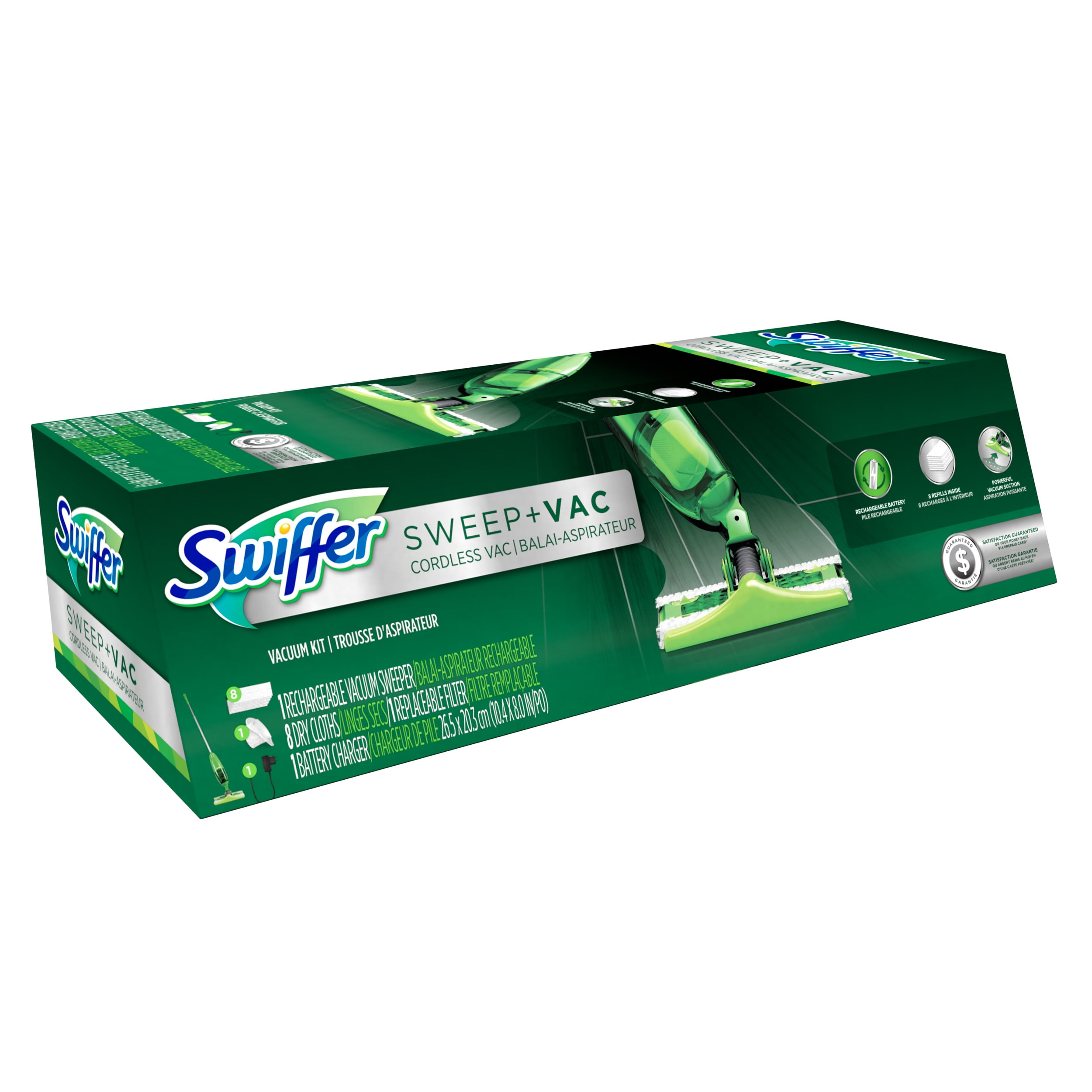 Swiffer Sweep & Vac Cordless Vacuum Starter Kit (1 Vacuum Sweeper, 8 Pad Refills)