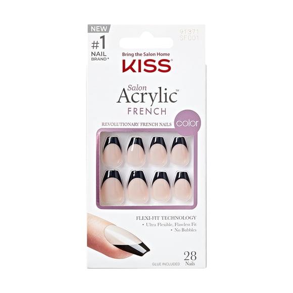 Pantalones cortos acrílicos KISS Salon Press-On Nails, color negro flameado