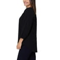 thumbnail image 4 of Nicole Miller Women's Notch Neck Raglan Sleeve Top Cotton Gauze Tunic Blouse-Black / S, 4 of 5