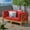 Red, variant on Luella Outdoor Modular Sectional Acacia Wood Loveseat with Cushions, Teak, Blue