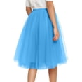 thumbnail image 4 of Women Elastic Waist Layered Tulle Skirt Flowy Midi Tutu Skirt for Party Dancing, 4 of 4