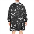 thumbnail image 2 of Wearable Oversized Blanket,Black White Gothic Hand Bat Eye Pattern Wearable Blanket Hoodie for Adults,Cozy Hooded Blankets with Super Pockets,Super Warm Fuzzy Pullover for Women & Men, 2 of 6