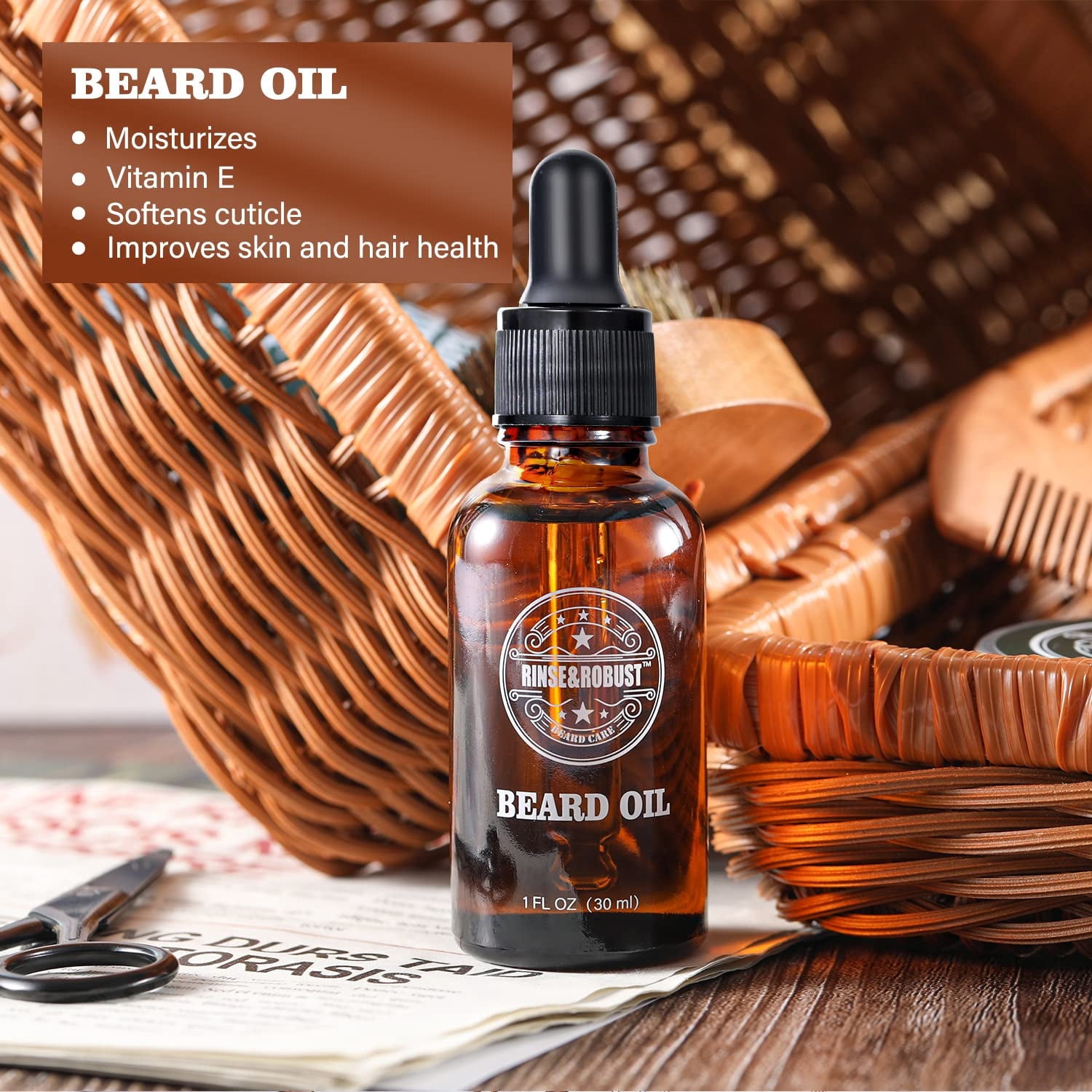 Beard Kit for Men Beard Care Sets, 8pcs with Traveling Bag, Beard Grooming Wash & Beard Conditioner Kit, Peppermint & Eucalyptus Gifts for Him, Husband