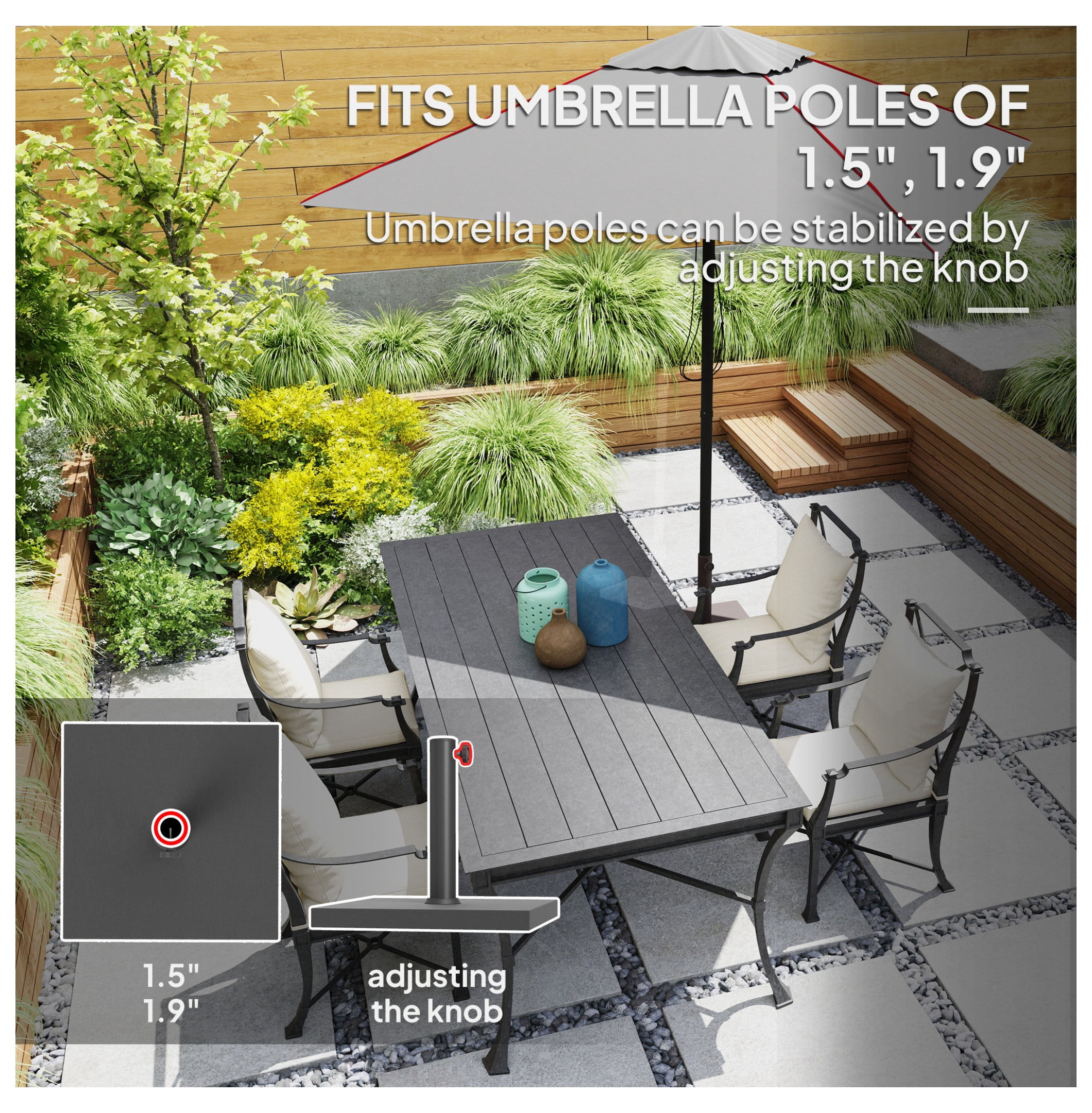 Patio Umbrella Base, 40 lbs Concrete Heavy Duty Umbrella Base, Outdoor Umbrella Stand Patio Umbrella Holder for 1.5"/1.9" Umbrella Poles for Outdoor, Lawn, Poolside, Black