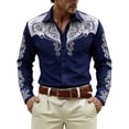 thumbnail image 1 of Camisetas de Navidad de Manga Larga de los Hombres Imprimir de Moda Casual Manga Larga Turndown Collar Blusa para Primavera Invierno Al Aire Libre Diario, 1 of 4