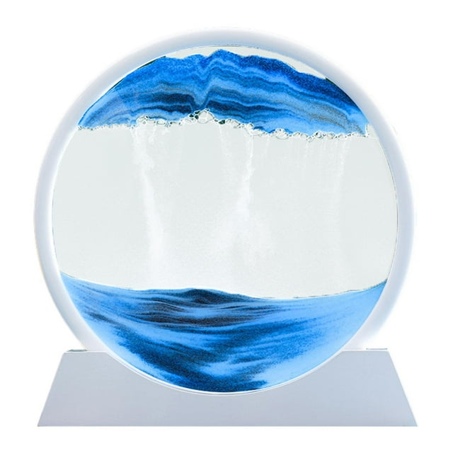 Imagen de arte de arena en movimiento, artesanía de vidrio, imagen de arena dinámica, paisaje de arena en movimiento Azul 12in