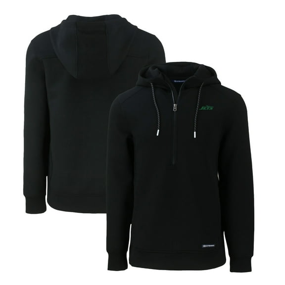 Men's Cutter & Buck Black New York Jets Primary Logo Roam Eco Recycled Half-Zip Hoodie