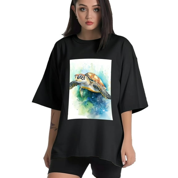 Plus Size Shirt for Women Black Tops for Women Short Sleeves Shirt for Women Turtle T Shirt Crewneck Shirt for Women XS