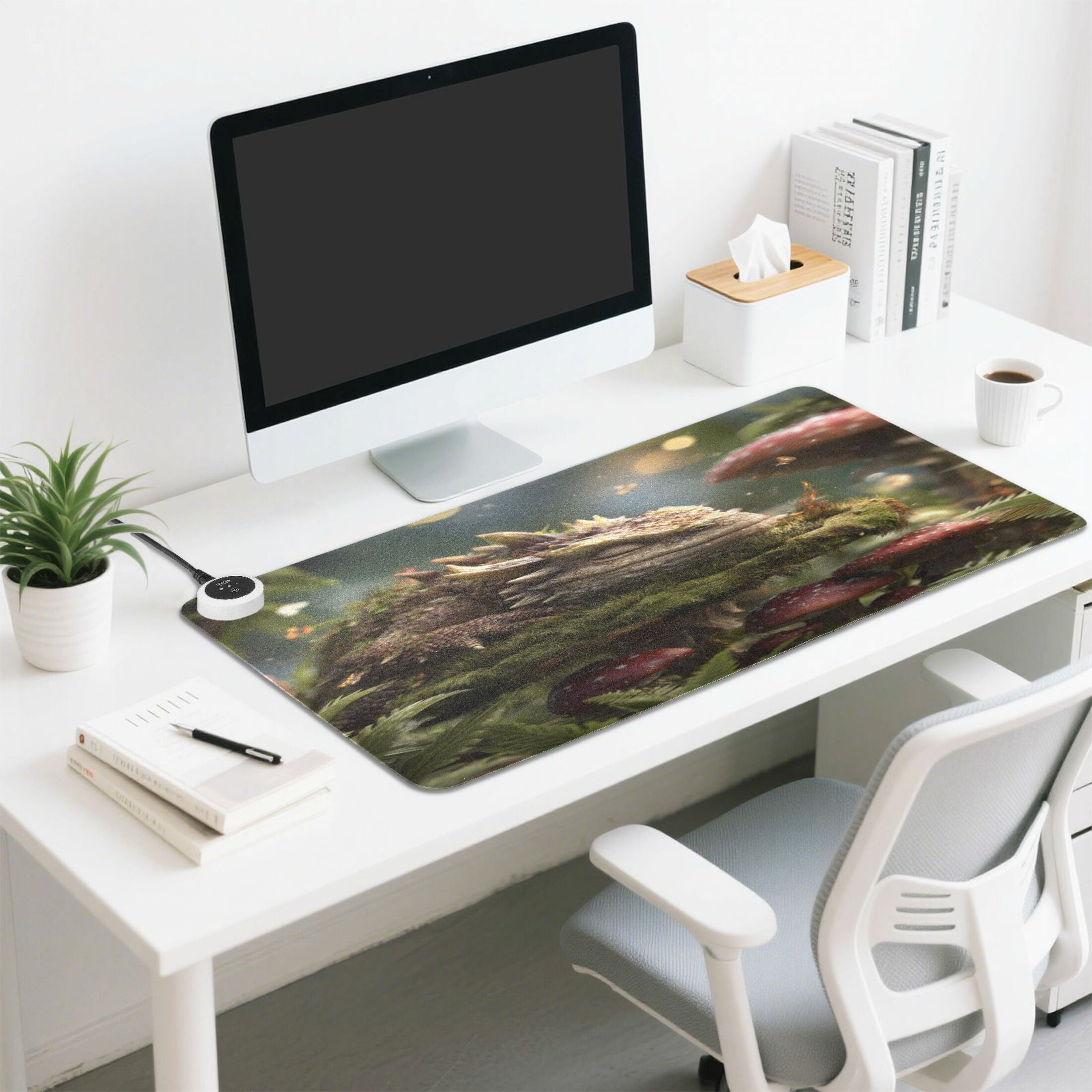 Wobogo Lizards Heated Mouse Pad Extra-Large Desk Mat With 3 Heating Levels and 3-hour Auto Shut-Off Protection Ideal for Computer Keyboards Home Office Hand-warming Essential 31.5in × 13in