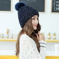 thumbnail image 3 of Dyfzdhu Winter Hats for Women Warm Solid Color Velvet Knitted Beanie Hat Blue, 3 of 6