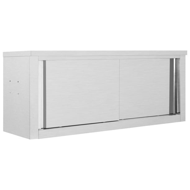 Vidaxl Kitchen Wall Cabinet With Sliding Doors Stainless Steel Multi Sizes Com - Sliding Door Cabinet Wall Mount
