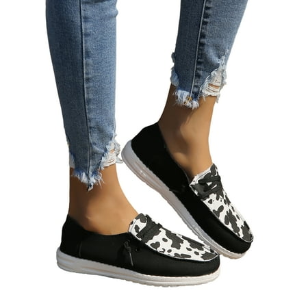

Tenmix Womens Flats Slip On Walking Shoes Lightweight Canvas Sneaker Leopard Print Casual Shoe Ladies Comfort Fashion Loafers Black Leopard Print 6.5