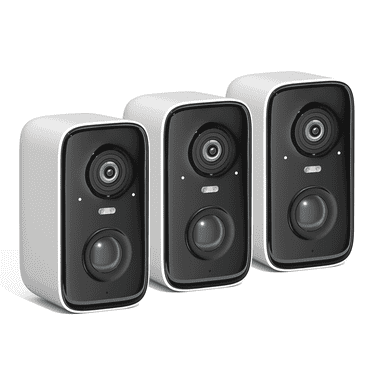Rraycom Wireless Outdoor Security Camera, 2K Battery Powered with AI Motion Detection, Color Night Vision, 2-Way Talk, IP65 Waterproof, Alexa Compatible (3 Pack, White)