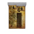 thumbnail image 1 of Rustic Bedding Set with Sheet & Covers, Historical Italian Door of Stone House Mediterranean Picturesque Heritage, Printed Bedroom Decor 2 Shams, 4 Sizes, Amber Brown, by Ambesonne, 1 of 3