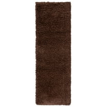 SAFAVIEH Santa Monica Cali Solid Shag Runner Rug, Brown, 2'3" x 5'